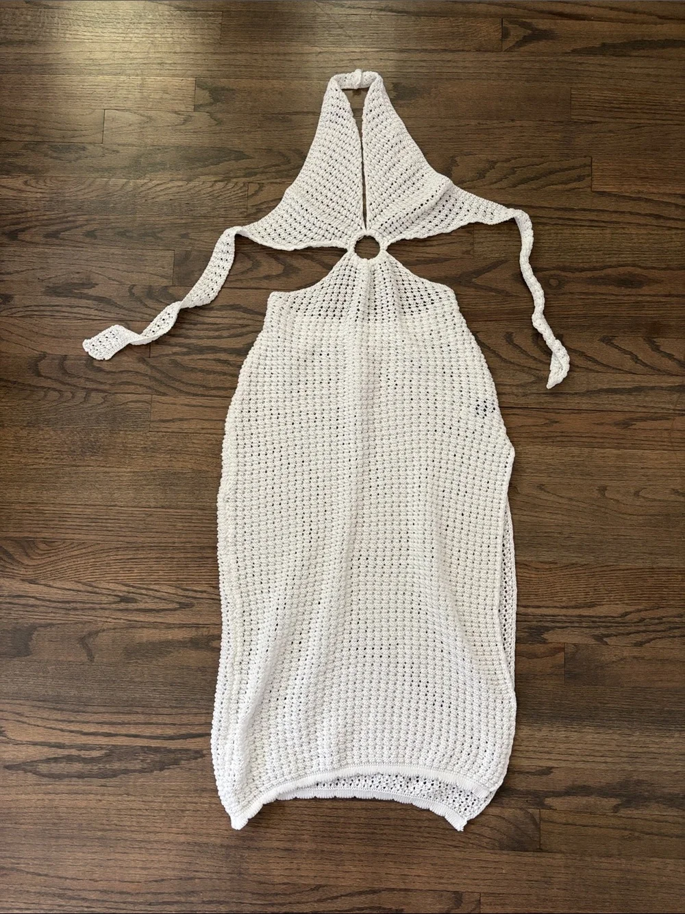 SHEIN White Crochet Halter Swim Coverup